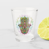 Hamsa Fatma Hand Psychedelic Art Schnapsglas (Vorderseite)