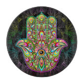 Hamsa Fatma Hand Psychedelic Art Schneidebrett (Vorderseite)