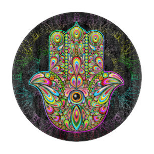 Hamsa Fatma Hand Psychedelic Art Schneidebrett