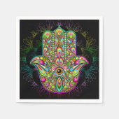Hamsa Fatma Hand Psychedelic Art Serviette (Vorderseite)