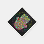Hamsa Fatma Hand Psychedelic Art Serviette (Ecke)