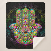 Hamsa Fatma Hand Psychedelic Art Sherpadecke (Vorderseite)