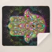 Hamsa Fatma Hand Psychedelic Art Sherpadecke (Vorderseite (Horizontal))
