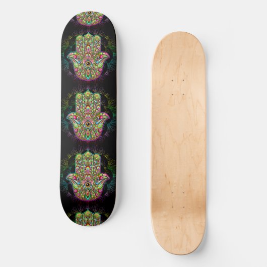 Hamsa Fatma Hand Psychedelic Art Skateboard (Vorderseite)