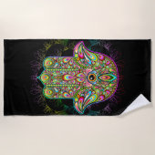 Hamsa Fatma Hand Psychedelic Art Strandtuch (Vorderseite)