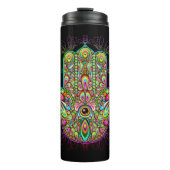 Hamsa Fatma Hand Psychedelic Art Thermosbecher (Vorderseite)