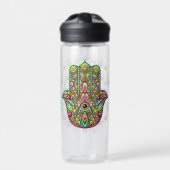 Hamsa Fatma Hand Psychedelic Art Trinkflasche (Vorderseite)
