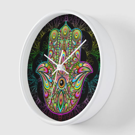 Hamsa Fatma Hand Psychedelic Art Uhr (Winkel)
