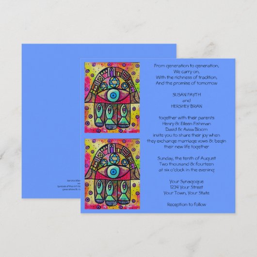 Hamsa Fish Wedding Einladung (Vorne/Hinten)