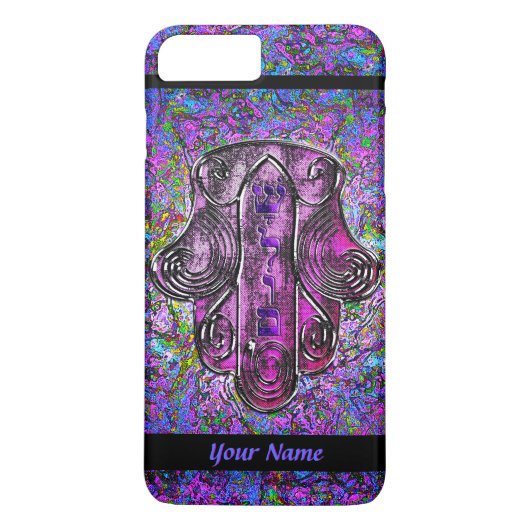 Hamsa Fusion Lila und Personalisiert Case-Mate iPhone Hülle (Rückseite)