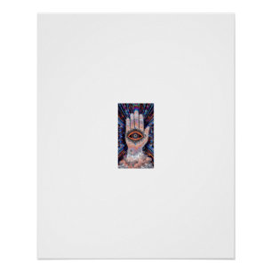 Hamsa-Hand-Auge-Sternenexplosion-Strahlen Poster