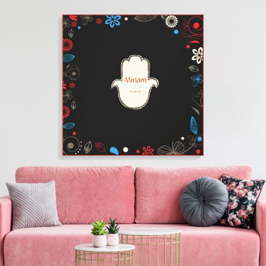 HAMSA HAND Bat Mitzvah Sign-In Memory Board Leinwanddruck (Insitu (Wohnzimmer))
