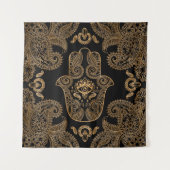 Hamsa Hand Black and gold Ornament Wandteppich (Vorderseite)