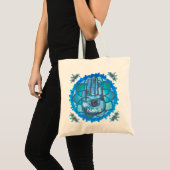 Hamsa Hand Blue Lotus Tote Bag Tragetasche (Vorderseite (Produkt))
