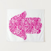 Hamsa Hand Boho Pink White Wandteppich (Vorderseite (Horizontal))