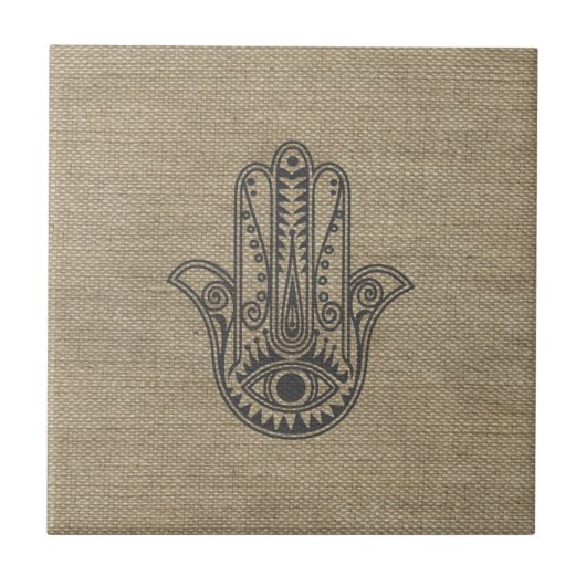 HAMSA Hand des Fatima-Symbols Amulet Fliese (Vorderseite)