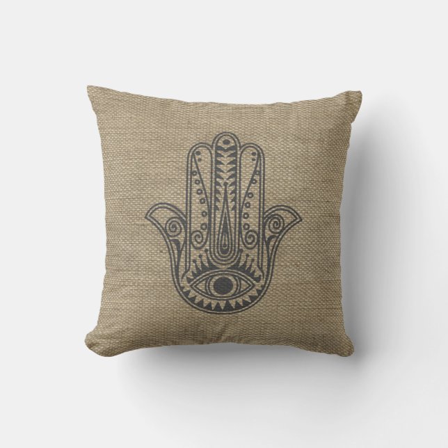 HAMSA Hand des Fatima-Symbols Amulet Kissen (Vorderseite)