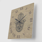 HAMSA Hand des Fatima-Symbols Amulet Quadratische Wanduhr (Winkel)