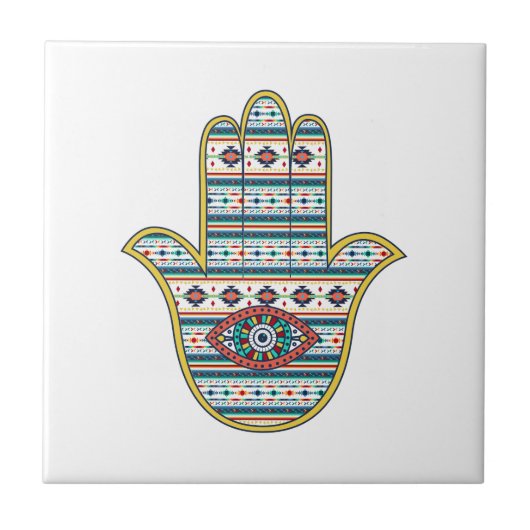 HAMSA Hand des Fatima-Symbols Fliese (Vorderseite)