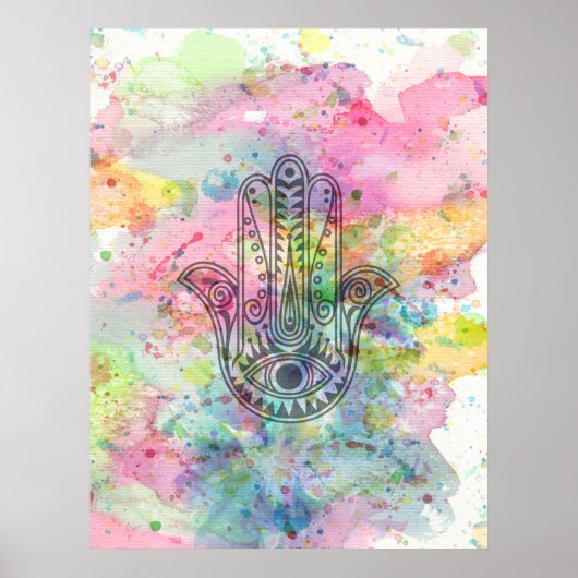 HAMSA Hand des Fatima-Symbols Poster (Vorne)