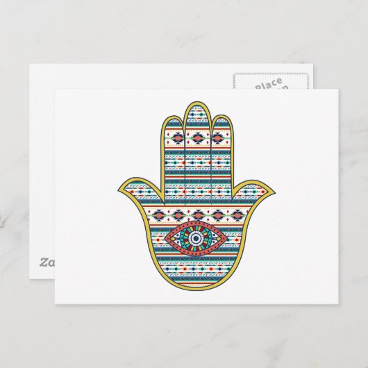 HAMSA Hand des Fatima-Symbols Postkarte (Vorne/Hinten)