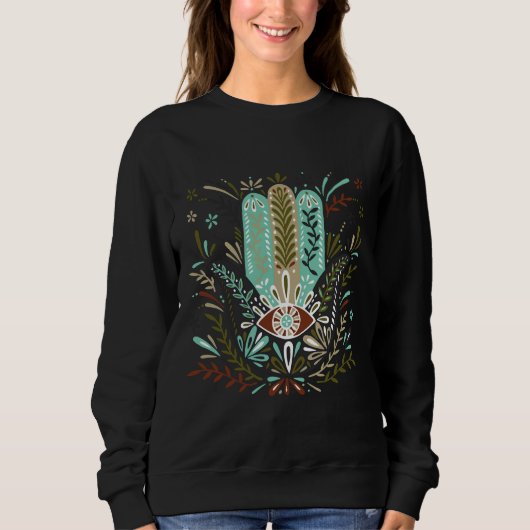 Hamsa Hand - Erdpalette Sweatshirt (Vorderseite)