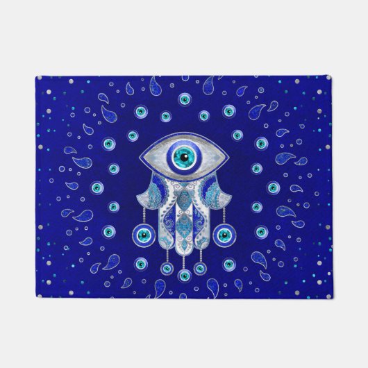 Hamsa Hand-Evil Eye Amulet Fußmatte (Vorderseite)