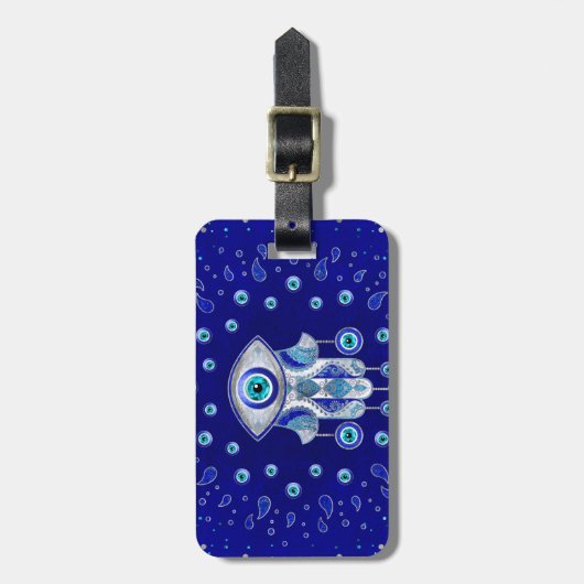 Hamsa Hand-Evil Eye Amulet Gepäckanhänger (Vorderseite vertikal)