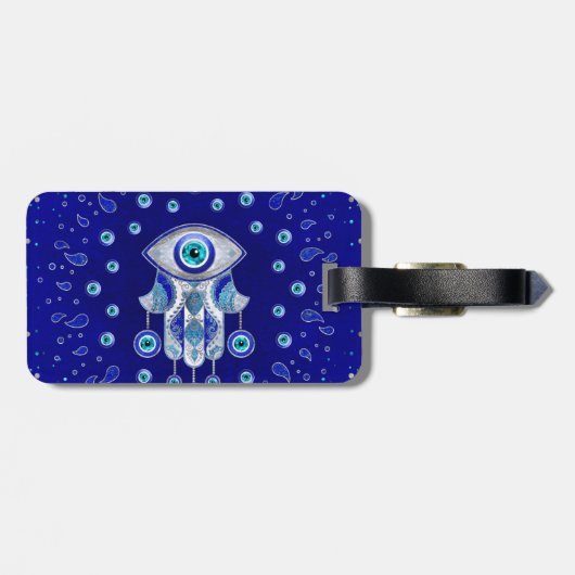 Hamsa Hand-Evil Eye Amulet Gepäckanhänger (Rückseite horizontal)