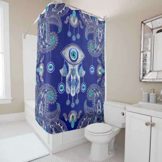 Hamsa Hand-Evil Eye Amulet Ornament Duschvorhang (Beispiel)