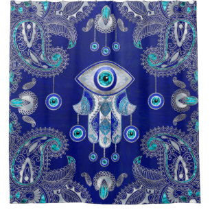 Hamsa Hand-Evil Eye Amulet Ornament Duschvorhang