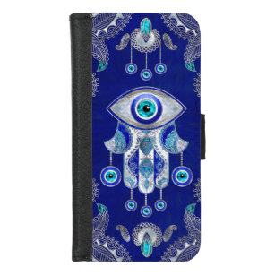 Hamsa Hand-Evil Eye Amulet Ornament iPhone 8/7 Geldbeutel-Hülle