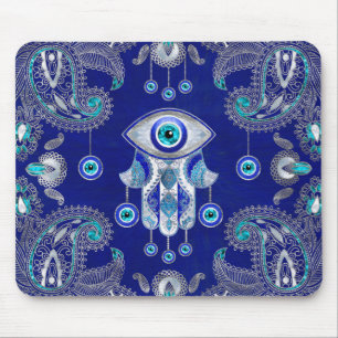 Hamsa Hand-Evil Eye Amulet Ornament Mousepad