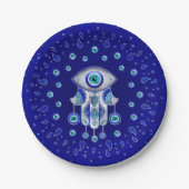 Hamsa Hand-Evil Eye Amulet Pappteller (Vorderseite)
