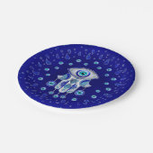 Hamsa Hand-Evil Eye Amulet Pappteller (Schrägansicht)