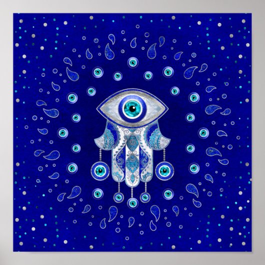 Hamsa Hand-Evil Eye Amulet Poster (Vorne)