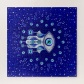 Hamsa Hand-Evil Eye Amulet Puzzle (Horizontal)