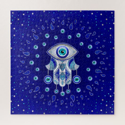 Hamsa Hand-Evil Eye Amulet Puzzle (Vertikal)