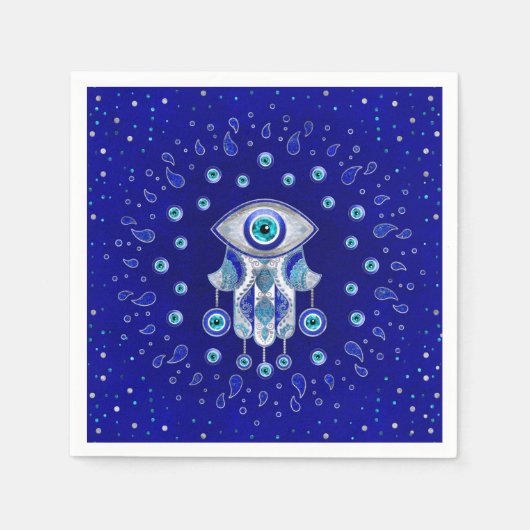 Hamsa Hand-Evil Eye Amulet Serviette (Vorderseite)