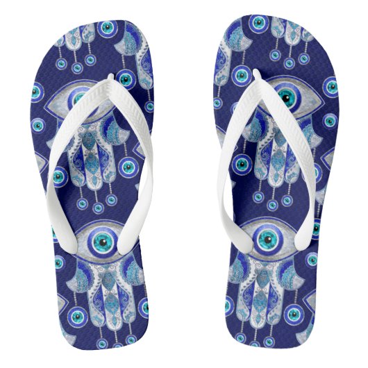 Hamsa Hand-Evil Eye Pattern Badesandalen (Fußbett)