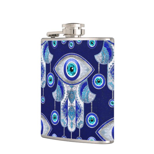 Hamsa Hand-Evil Eye Pattern Flachmann (Links)