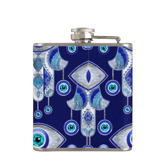 Hamsa Hand-Evil Eye Pattern Flachmann (Rückseite)