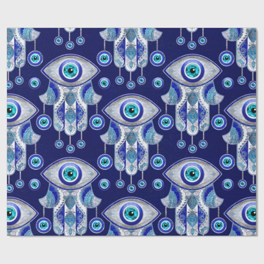 Hamsa Hand-Evil Eye Pattern Geschenkpapier (Flach)