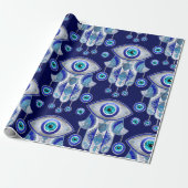 Hamsa Hand-Evil Eye Pattern Geschenkpapier (Ungerollt)