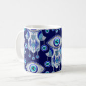 Hamsa Hand-Evil Eye Pattern Kaffeetasse (Vorderseite Links)