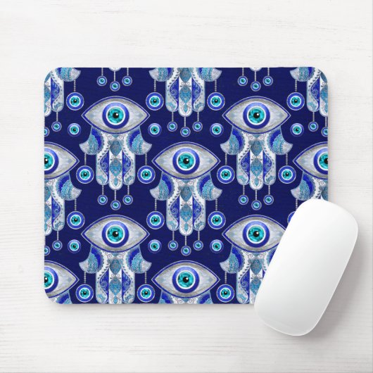 Hamsa Hand-Evil Eye Pattern Mousepad (Mit Mouse)