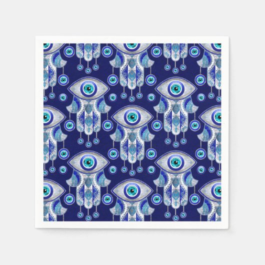 Hamsa Hand-Evil Eye Pattern Serviette (Vorderseite)