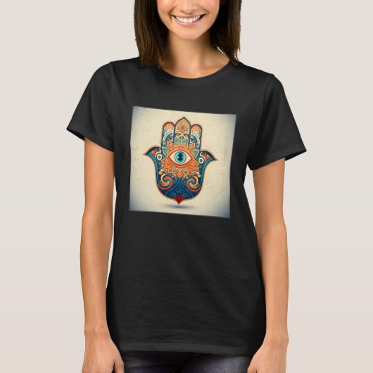 Hamsa Hand Eye Illustration Lucky Unique Palm Wome T-Shirt (Vorderseite)
