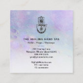 *~* Hamsa Hand Fatima - Krater des Mondes Yoga Quadratische Visitenkarte (Rückseite)