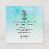 *~* Hamsa - Hand Fatima - Krater des Mondes Yoga Quadratische Visitenkarte (Rückseite)